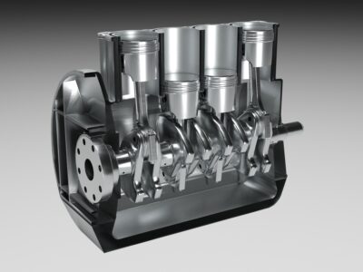 4 cylinder inline engine pistons camshaft Low-poly – 3D model