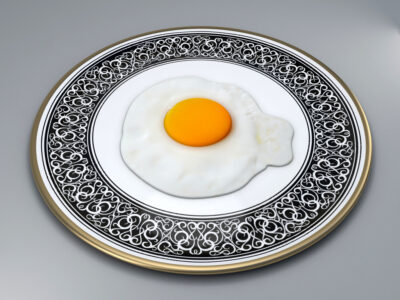 Fried eggs on plate – 3D model
