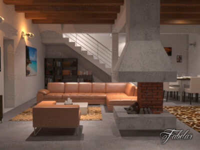 Living room 09 (night) – 3D model