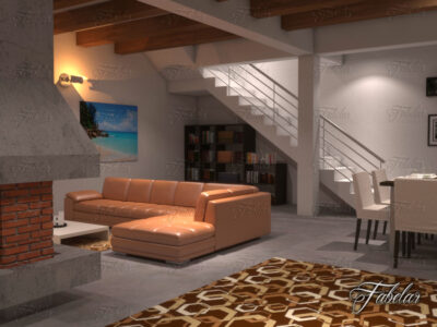 Living room 09 (night) – 3D model