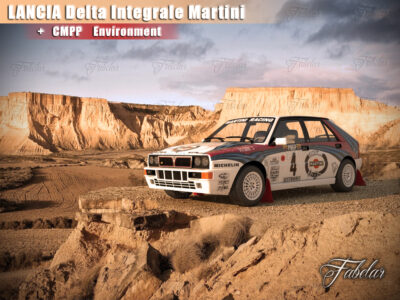 Lancia Delta HF integrale and environment- 3D model