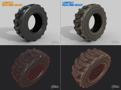 Loader tyre collection lowpoly – 3D model