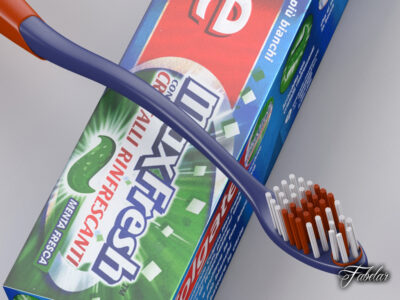 Toothbrush and Toothpaste – 3D model