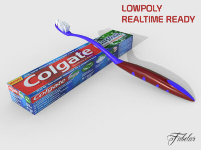Toothbrush and Toothpaste lowpoly – 3D model